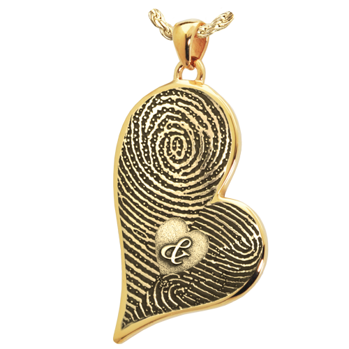 Double-Print Fingerprint with Ampersand Teardrop Heart Cremation Jewelry-Jewelry-New Memorials-Afterlife Essentials
