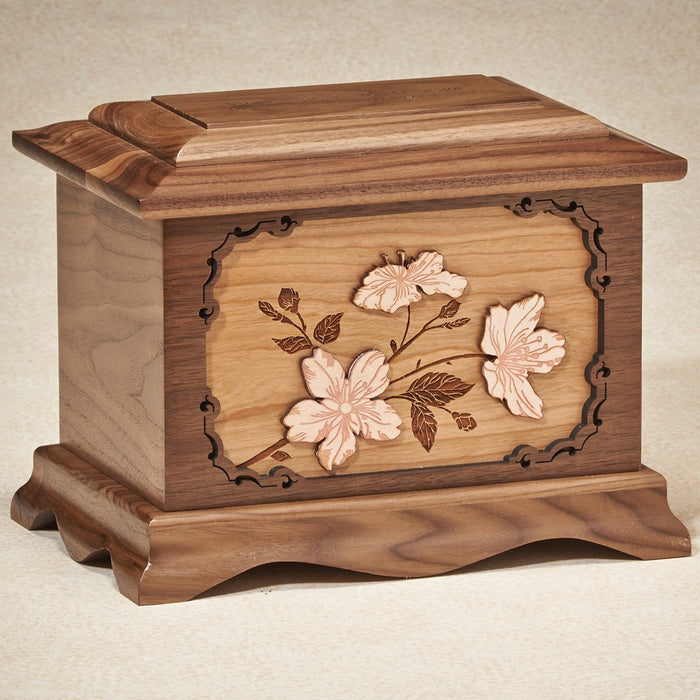 Cherry Blossoms Series Walnut Wood 200 cu in Cremation Urn-Cremation Urns-Infinity Urns-Afterlife Essentials