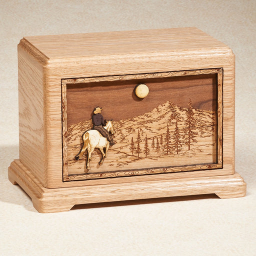 Horseback Walnut Wood 200 cu in Cremation Urn-Cremation Urns-Infinity Urns-Afterlife Essentials