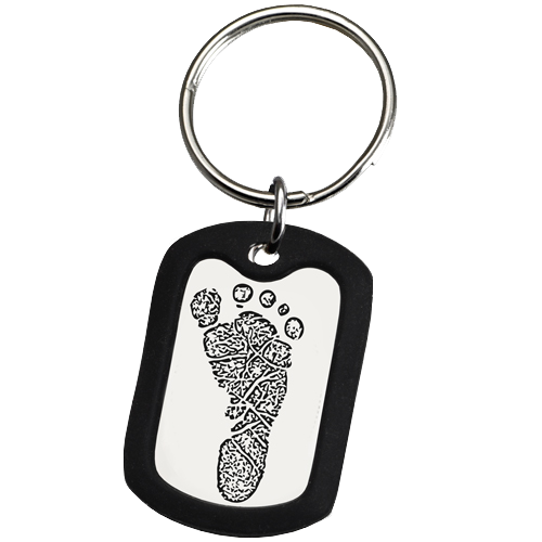 Large Stainless Steel Dog Tag Footprint Fingerprint Memorial Key Chain-Jewelry-New Memorials-Add Rubber Silencer-Afterlife Essentials