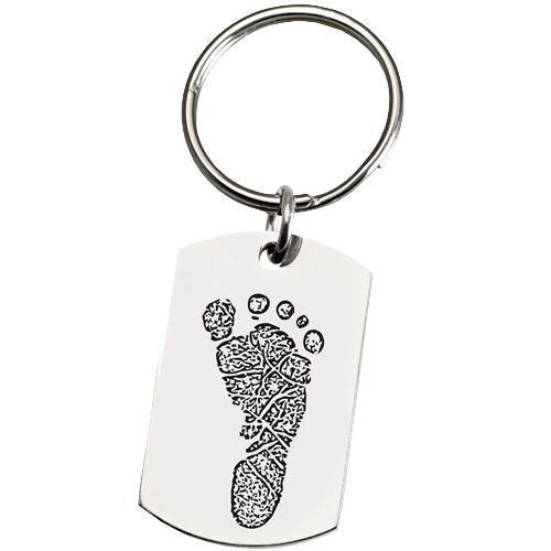 Large Stainless Steel Dog Tag Footprint Fingerprint Memorial Key Chain-Jewelry-New Memorials-No Rubber Silencer-Afterlife Essentials