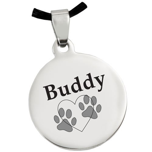 Stainless Steel Round Tag Pawprint Pet Memorial Jewelry-Jewelry-New Memorials-Afterlife Essentials
