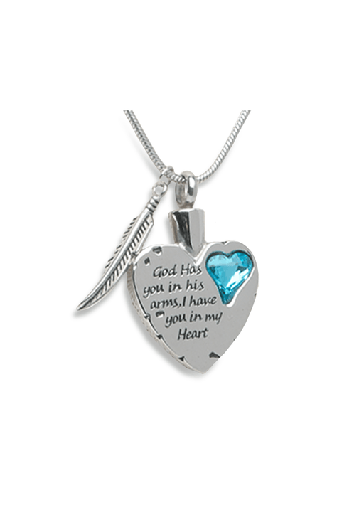 Light-Blue Heart with Feather – Pendant with Chain-Jewelry-Bogati-Afterlife Essentials