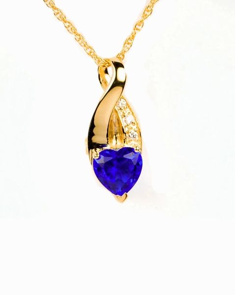 Gold Plated Dazzling Blue Heart Cremation Jewelry-Jewelry-Cremation Keepsakes-Afterlife Essentials
