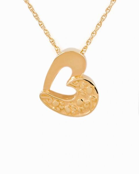 Gold Plated Sideways Heart with Paws Cremation Jewelry-Jewelry-Cremation Keepsakes-Afterlife Essentials
