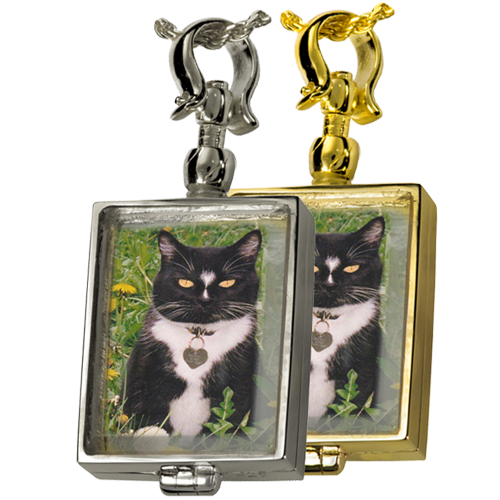 Victorian Glass Rectangle Locket (Not For Ashes) Pet Cremation Jewelry-Jewelry-New Memorials-Free Black Satin Cord-Afterlife Essentials