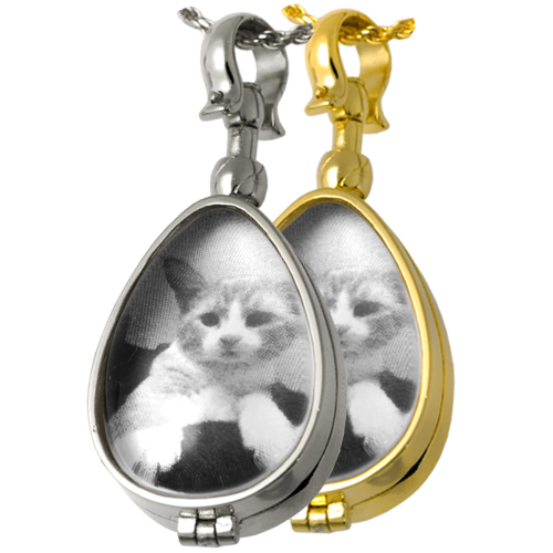 Glass Teardrop Victorian Locket (Not For Ashes) Pet Cremation Jewelry-Jewelry-New Memorials-Afterlife Essentials