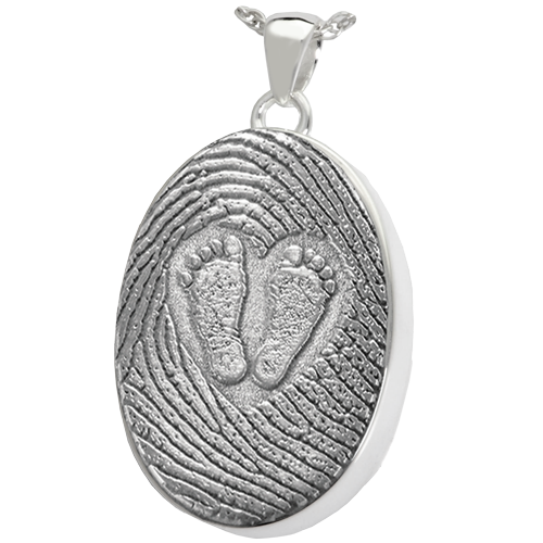 3D Babyfeet inside Heart + Mother's Fingerprint Cremation Jewelry-Jewelry-New Memorials-Afterlife Essentials