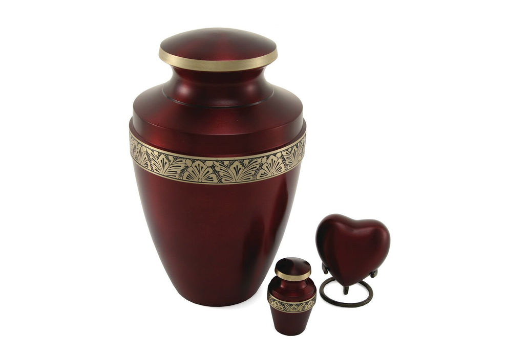 Grecian Crimson 6 Keepsake Set with velvet bag Cremation Urn-Cremation Urns-Terrybear-Afterlife Essentials
