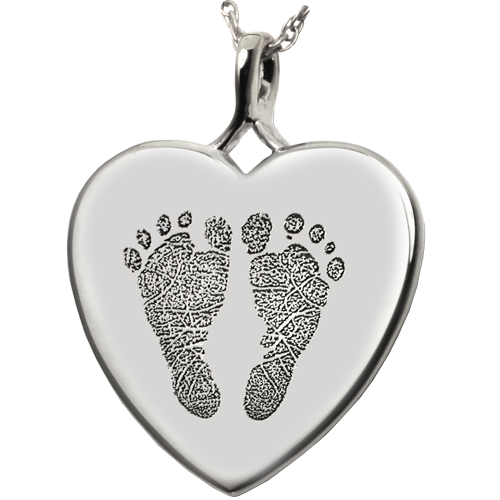Heart Two Footprints Pendant Cremation Jewelry-Jewelry-New Memorials-925 Sterling Silver-No Chamber (flat)-Afterlife Essentials