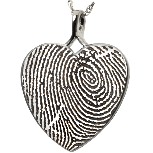 Heart Fingerprint Pendant Cremation Jewelry-Jewelry-New Memorials-925 Sterling Silver-Full Coverage-No Chamber (flat)-Afterlife Essentials