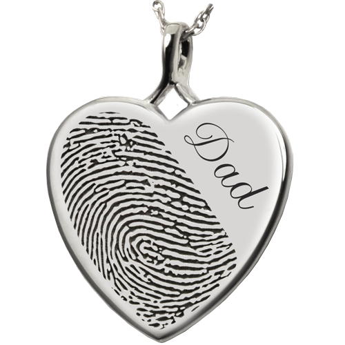 Heart Halfprint + Name Jewelry Pendant Cremation Jewelry-Jewelry-New Memorials-925 Sterling Silver-No Chamber (flat)-Afterlife Essentials