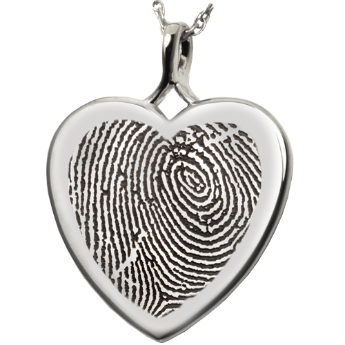 Heart Fingerprint Pendant Cremation Jewelry-Jewelry-New Memorials-925 Sterling Silver-Rim-No Chamber (flat)-Afterlife Essentials