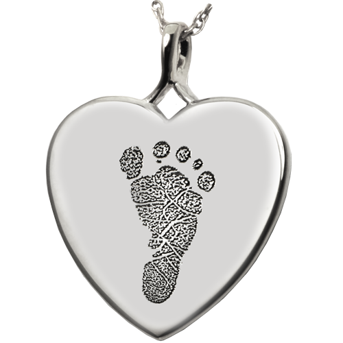 Heart Footprint Pendant Cremation Jewelry-Jewelry-New Memorials-925 Sterling Silver-No Chamber (flat)-Afterlife Essentials