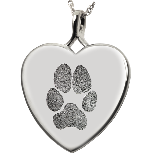 Heart Actual Pawprint Pet Pendant Cremation Jewelry-Jewelry-New Memorials-925 Sterling Silver-No Chamber (flat)-Afterlife Essentials