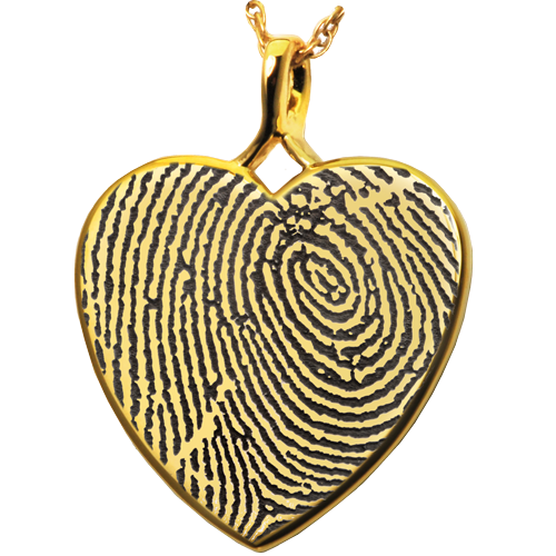 Heart Fingerprint Pendant Cremation Jewelry-Jewelry-New Memorials-14K Solid Yellow Gold (allow 4-5 weeks)-Full Coverage-No Chamber (flat)-Afterlife Essentials