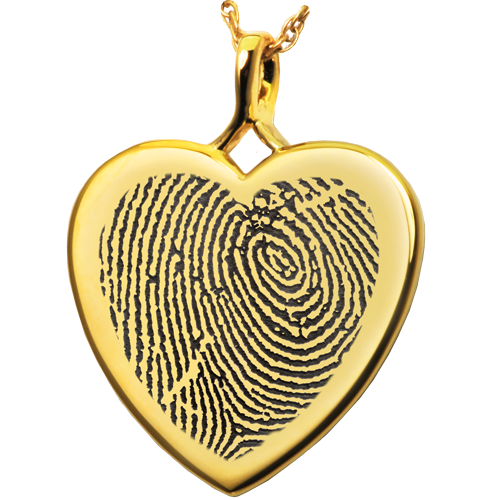 Heart Fingerprint Pendant Cremation Jewelry-Jewelry-New Memorials-14K Solid Yellow Gold (allow 4-5 weeks)-Rim-No Chamber (flat)-Afterlife Essentials