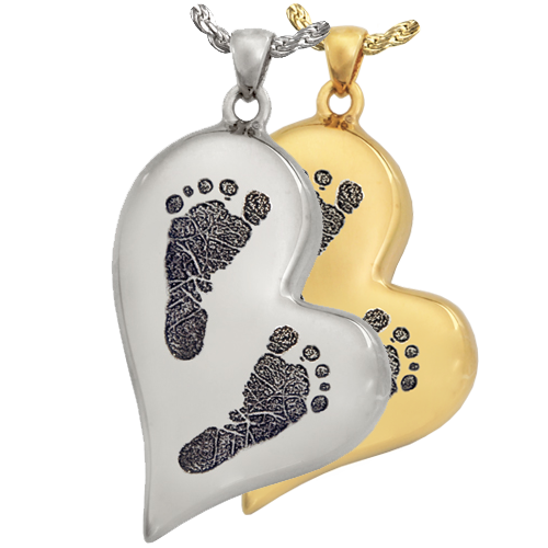 Teardrop Heart 2 Footprints Pendant Cremation Jewelry-Jewelry-New Memorials-Afterlife Essentials