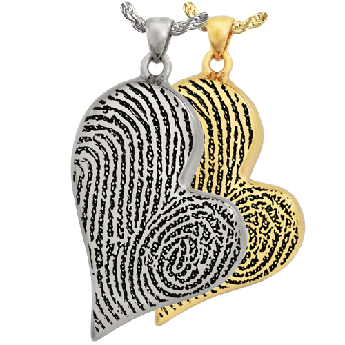 Teardrop Heart Double Fingerprint Pendant Cremation Jewelry-Jewelry-New Memorials-Afterlife Essentials