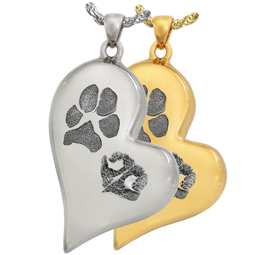 B&B Teardrop Heart Pawprint and Noseprint Pendant Cremation Jewelry-Jewelry-New Memorials-Afterlife Essentials