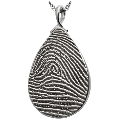 Teardrop Fingerprint Full Coverage or Rim Pendant Cremation Jewelry-Jewelry-New Memorials-925 Sterling Silver-Full-Coverage-No Chamber (flat)-Afterlife Essentials