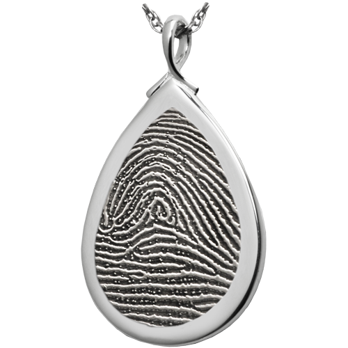 Teardrop Fingerprint Full Coverage or Rim Pendant Cremation Jewelry-Jewelry-New Memorials-925 Sterling Silver-Rim-No Chamber (flat)-Afterlife Essentials
