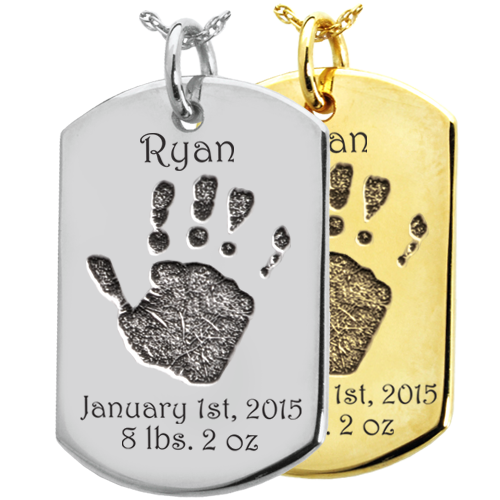 Baby Handprint on Dog Tag Flat Charm Memorial Jewelry-Jewelry-New Memorials-Afterlife Essentials