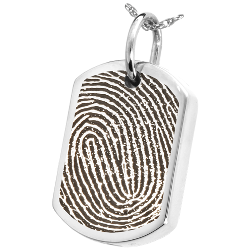 Full-Coverage or Rim Fingerprint Dog Tag Jewelry-Jewelry-New Memorials-Stainless Steel-Rim-Chamber (for ashes)-Afterlife Essentials