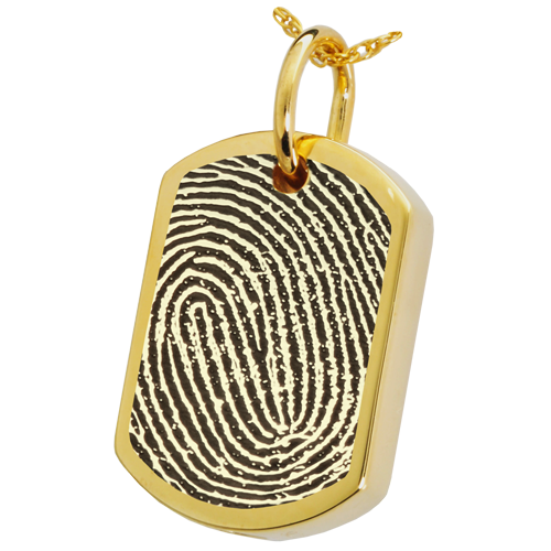 Full-Coverage or Rim Fingerprint Dog Tag Jewelry-Jewelry-New Memorials-14K Solid Yellow Gold-Full Coverage-Chamber (for ashes)-Afterlife Essentials