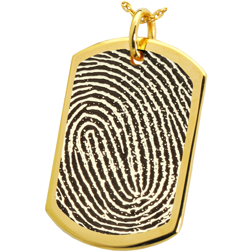 Full-Coverage or Rim Fingerprint Dog Tag Jewelry-Jewelry-New Memorials-14K Solid Yellow Gold-Rim-No Chamber (flat)-Afterlife Essentials