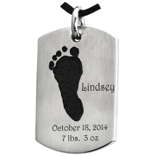 Baby Footprint on Dog Tag Flat Charm Memorial Jewelry-Jewelry-New Memorials-Afterlife Essentials