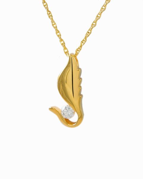 Gold Plated Angel Wing Pendant with Stone Cremation Jewelry-Jewelry-Cremation Keepsakes-Afterlife Essentials
