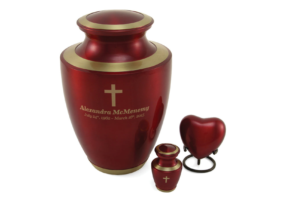 Trinity Crimson Individual Keepsake with velvet bag Cremation Urn-Cremation Urns-Terrybear-Afterlife Essentials