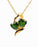 Gold Plated Hearts with Green Stones Cremation Jewelry-Jewelry-Cremation Keepsakes-Afterlife Essentials