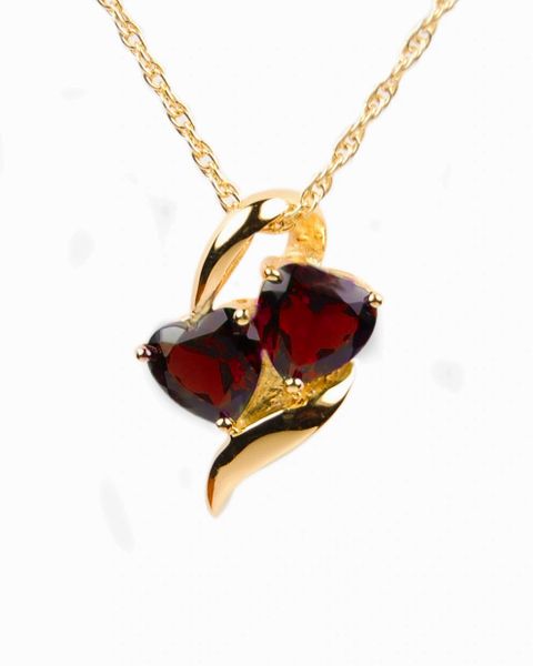 Gold Plated Hearts with Red Stones Cremation Jewelry-Jewelry-Cremation Keepsakes-Afterlife Essentials