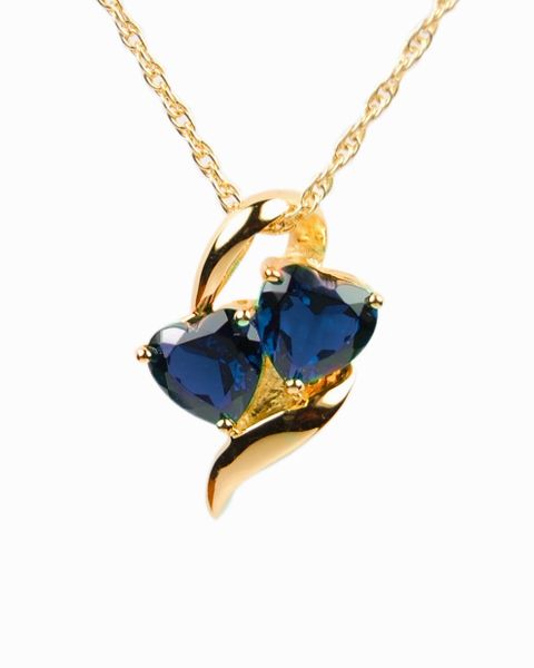 Gold Plated Hearts with Blue Stones Cremation Jewelry-Jewelry-Cremation Keepsakes-Afterlife Essentials