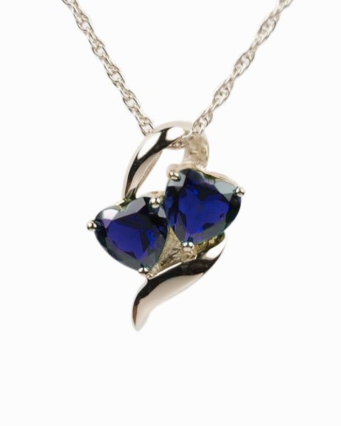 Sterling Silver Hearts with Blue Stones Cremation Jewelry-Jewelry-Cremation Keepsakes-Afterlife Essentials