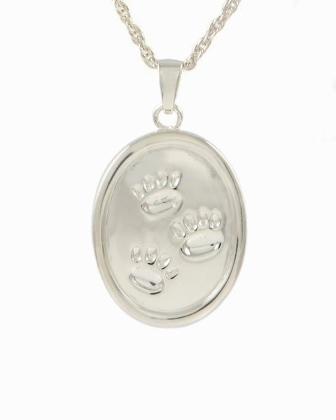 Sterling Silver Oval with Pressed Paws Cremation Jewelry-Jewelry-Cremation Keepsakes-Afterlife Essentials