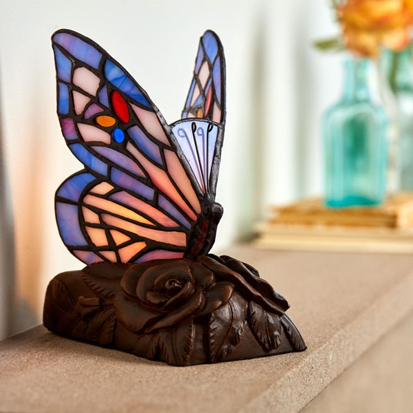 Tiffany Style LED Purple Butterfly Lamp Keepsake Cremation Urn ...