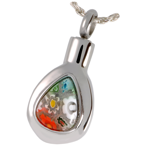 Stainless Steel Art Glass Teardrop Cremation Jewelry-Jewelry-New Memorials-Afterlife Essentials