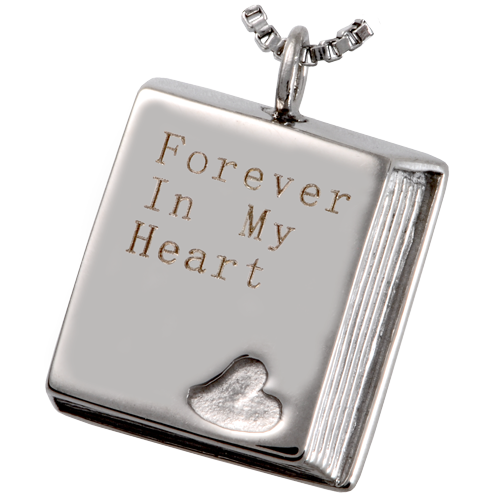 Stainless Steel Book Of Love Cremation Jewelry-Jewelry-New Memorials-Free Black Satin Cord-Afterlife Essentials