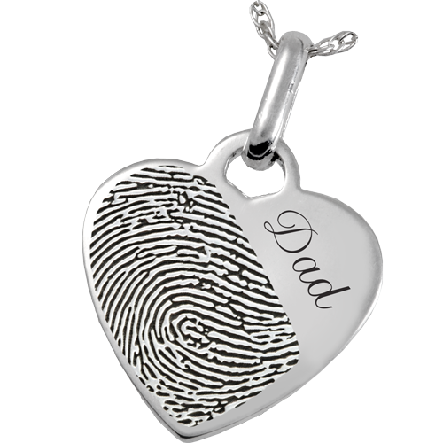 Sterling Silver Heart Pendant Halfprint with Name Fingerprint Memorial Jewelry-Jewelry-New Memorials-Afterlife Essentials