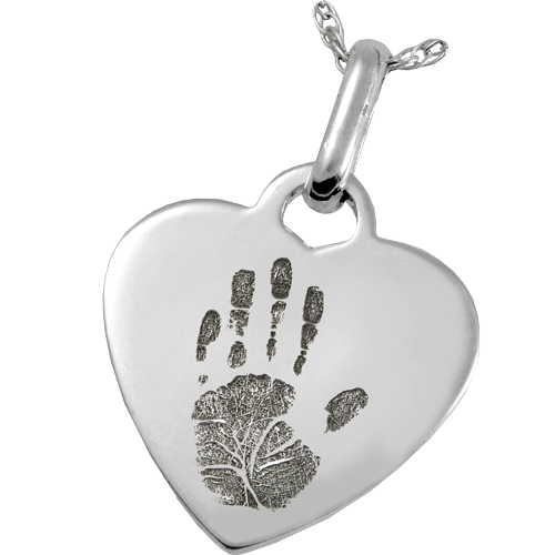 Sterling Silver Heart Pendant Handprint Fingerprint Memorial Jewelry-Jewelry-New Memorials-Afterlife Essentials