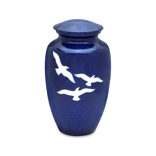 Blue Urn with White Seagulls Design-Cremation Urns-Bogati-Afterlife Essentials