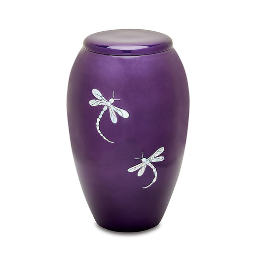 Purple Dragonfly with Mother of Pearl Inlay Adult 210 cu in Cremation Urn-Cremation Urns-Bogati-Afterlife Essentials