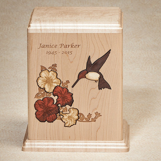 Hummingbird Maple Wood 200 cu in Cremation Urn-Cremation Urns-Infinity Urns-Afterlife Essentials