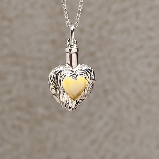 Silver And Gold Heart Pendant with 14K Gold Plated Heart Center Cremation Jewelry-Jewelry-Infinity Urns-Afterlife Essentials