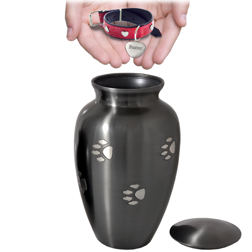 Classic Grey Pawprints 200 cu in Pet Cremation Urn-Cremation Urns-New Memorials-Afterlife Essentials