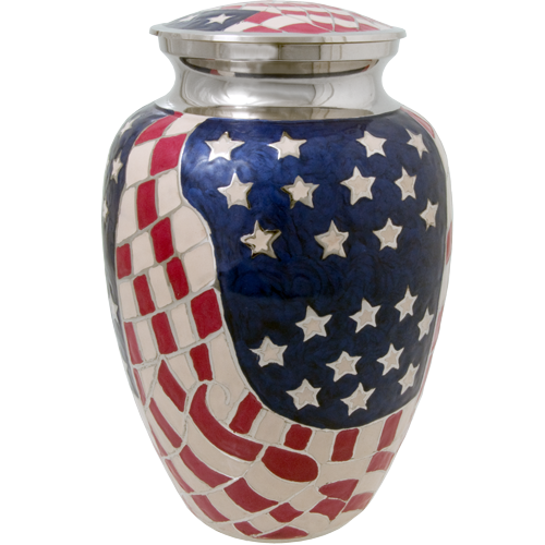 American Flag Brass 200 cu in Cremation Urn-Cremation Urns-New Memorials-Afterlife Essentials