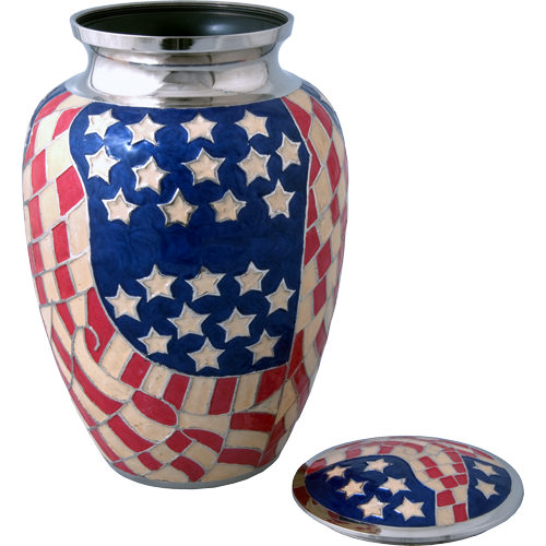 American Flag Brass 200 cu in Cremation Urn-Cremation Urns-New Memorials-Afterlife Essentials